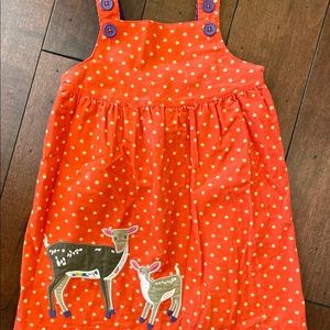 Mini Boden 🦌 Deer Appliqué Corduroy Pinafore 2-3Y